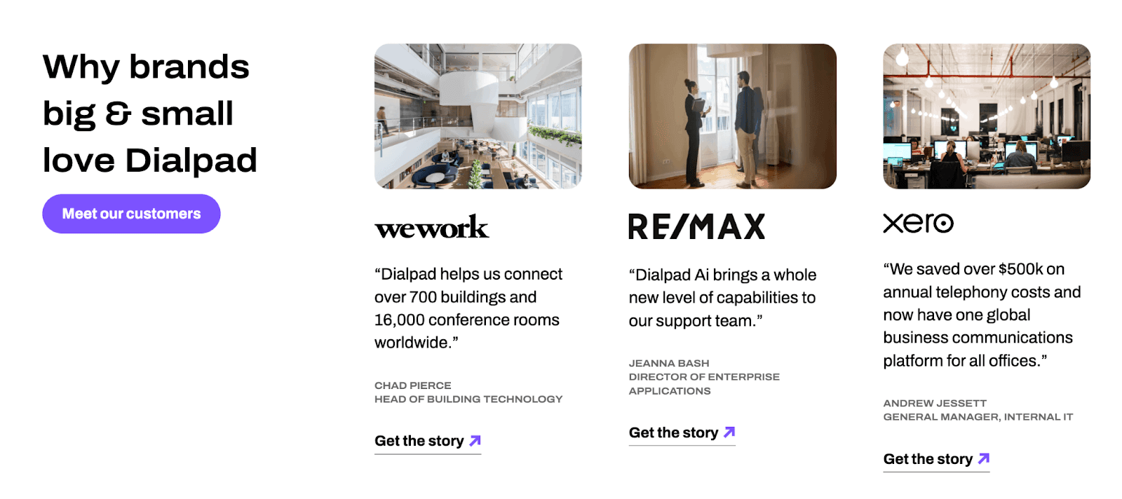 Screenshot of the businesses that Dialpad work with