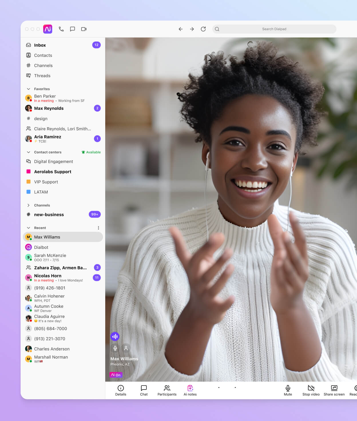 A video conference happening in Dialpad-s desktop app
