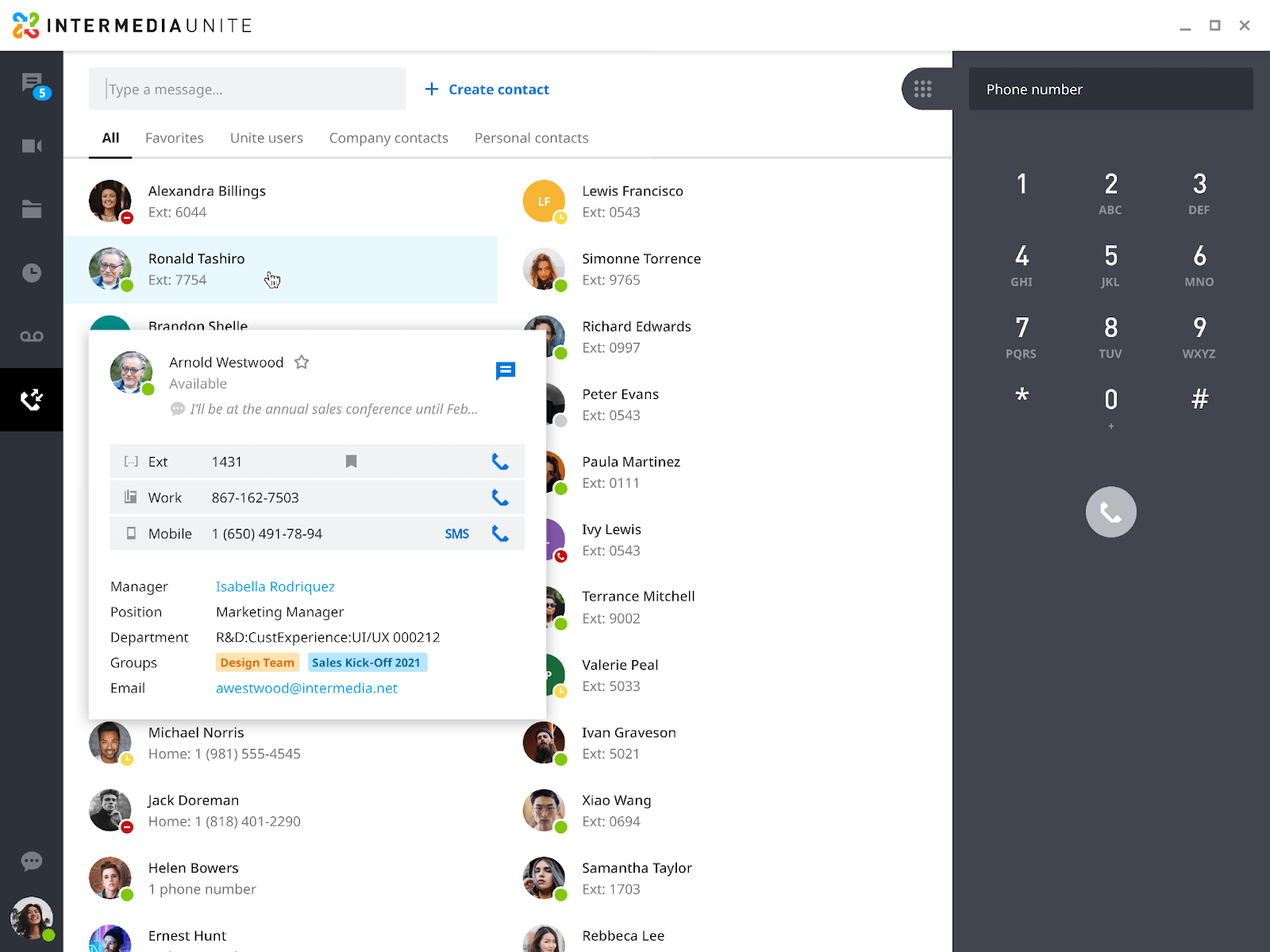 Screenshot of Intermedia Unite product