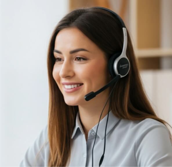 A contact center agent on duty