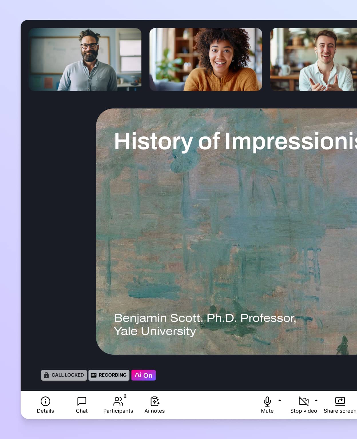Screensharing feature of Dialpad AI Meetings