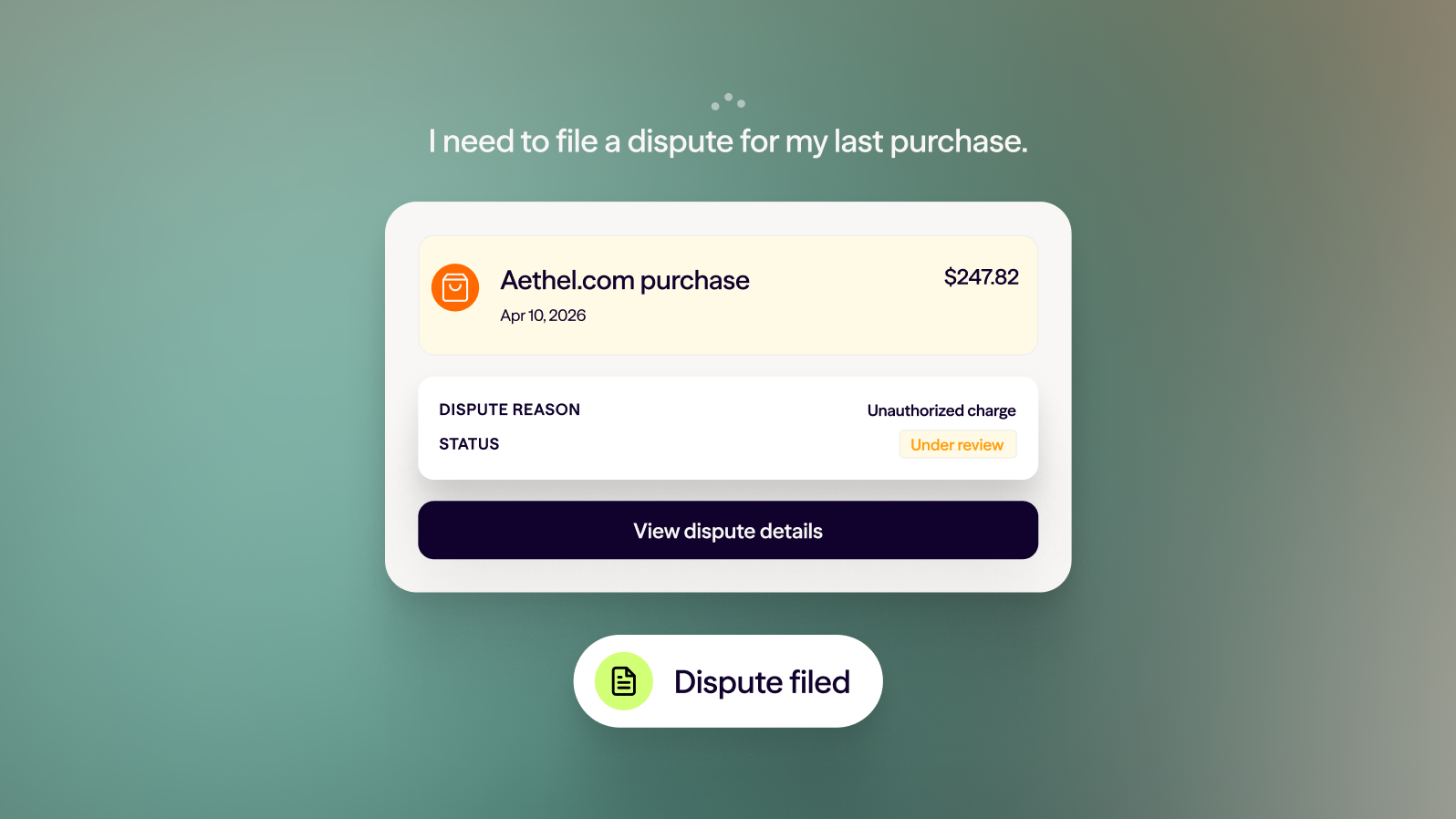 File a dispute - AI agent in retail