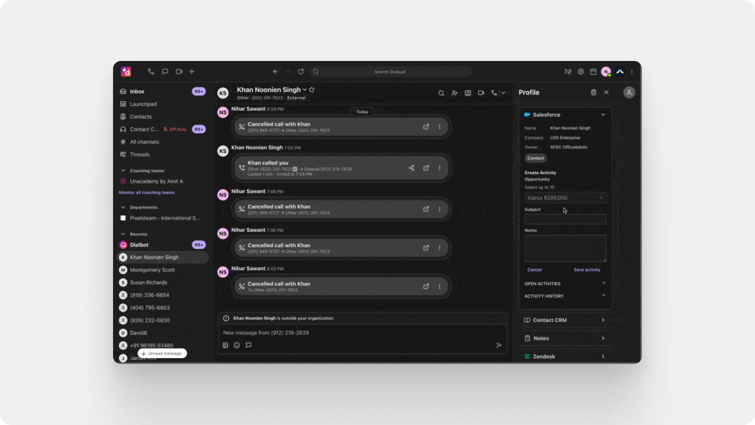 22. Browse all the Salesforce objects from the Dialpad sidebar