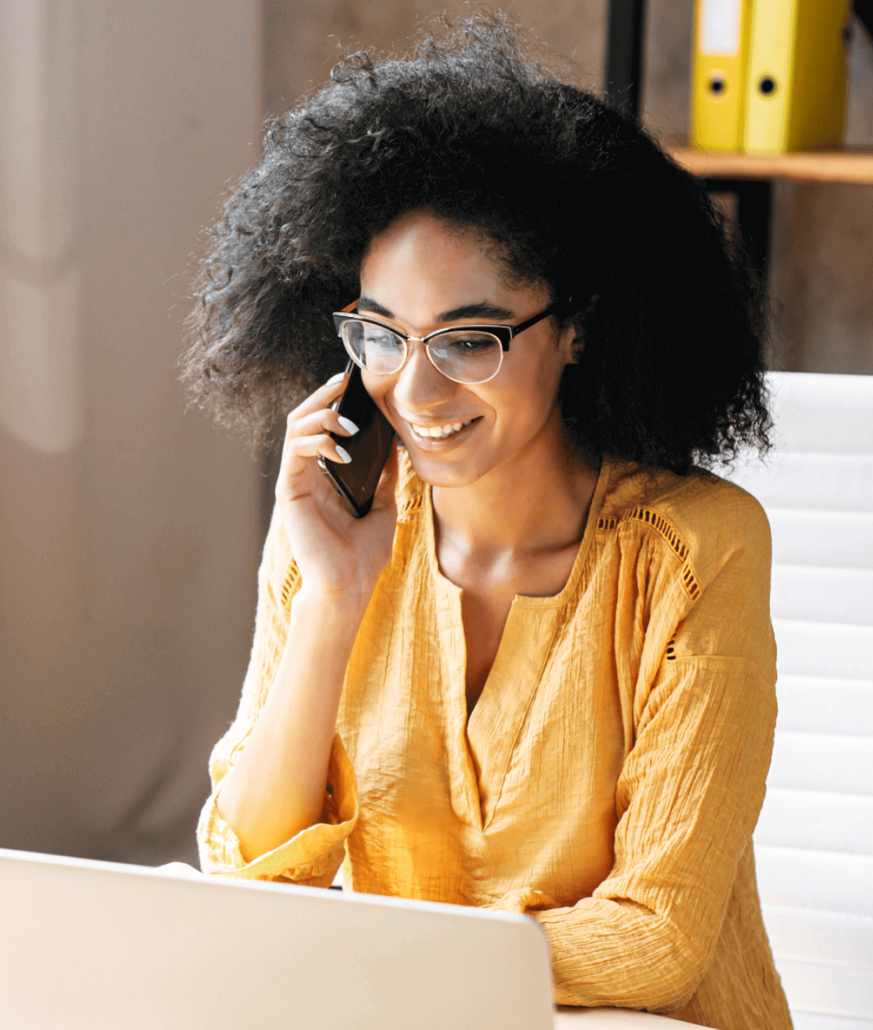 A woman talking on the phone