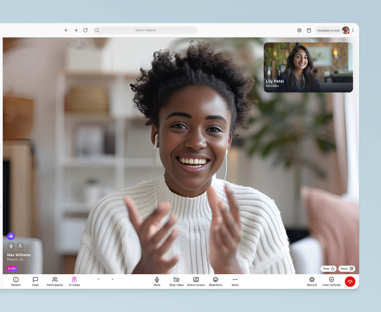 A video conference happening in Dialpad's desktop app