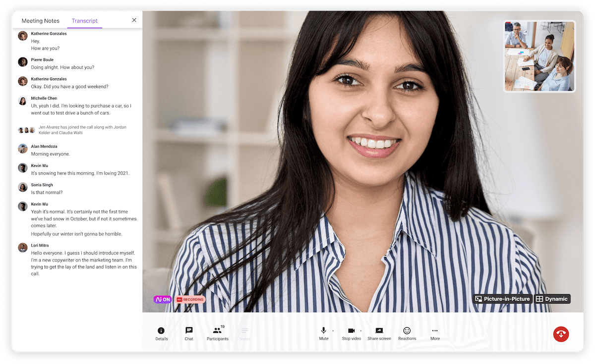 Video meeting w transcript