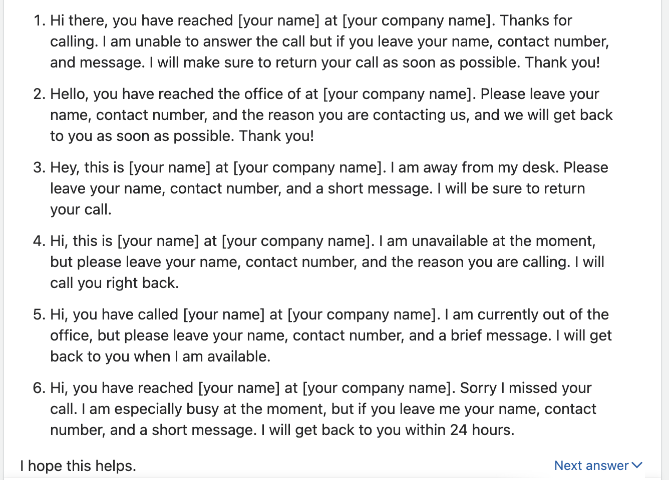 Quora answer voicemails