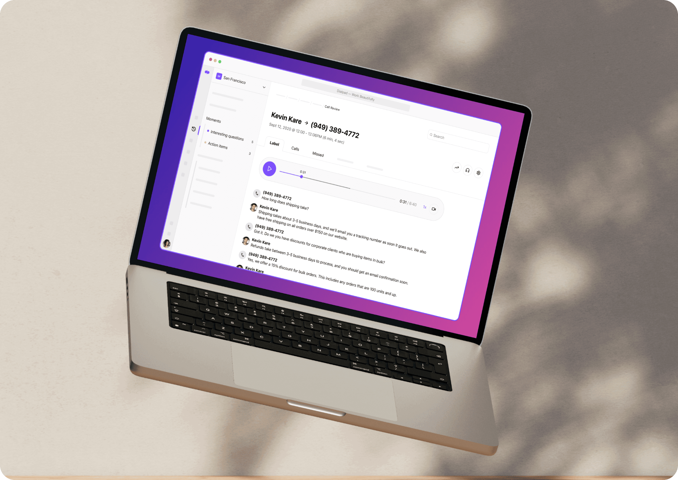 Dialpad app UI