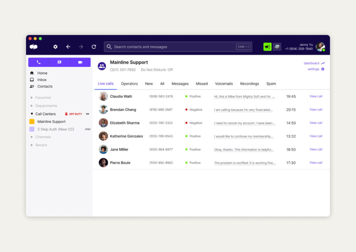 Dialpad's AI-powered live sentiment analysis feature