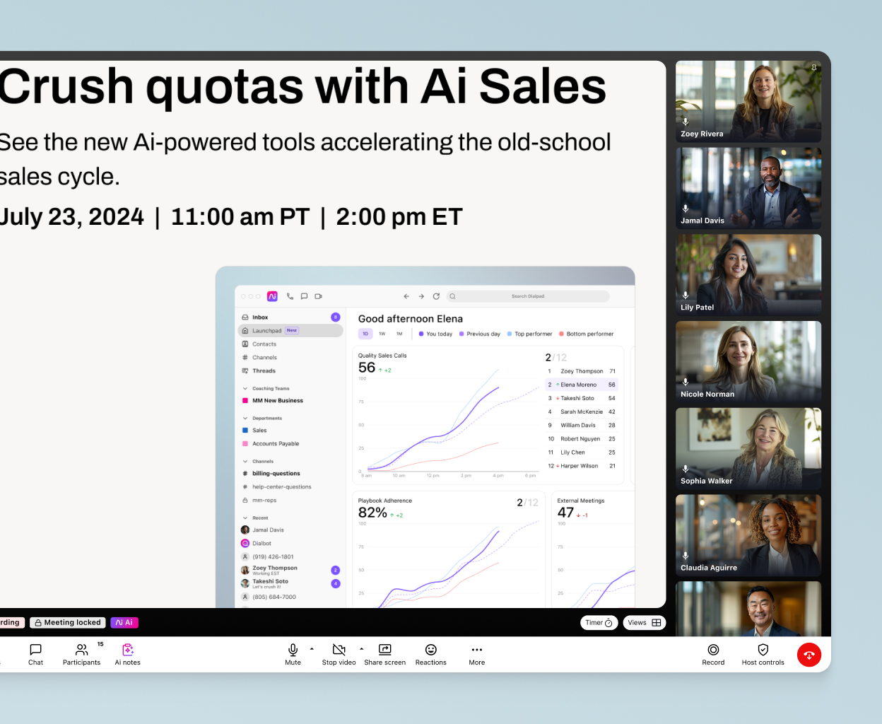 Adding a participant to a dial-out invite list in Dialpad's conferencing platform.