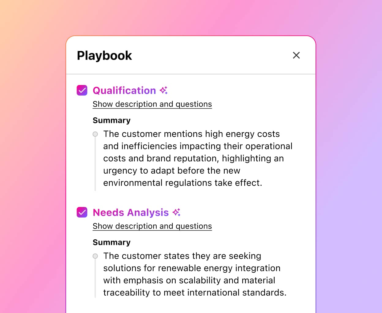 Screenshot of Dialpad's AI Playbooks feature, displaying a user interface for accessing AI-driven call scripts and guidance