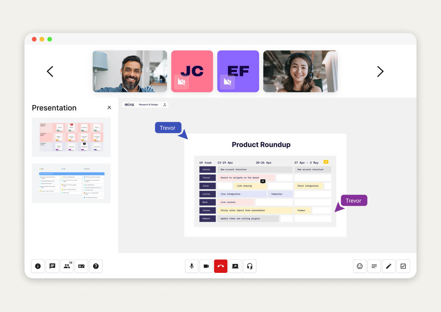 Screenshot of Dialpad's Miro digital whiteboarding integration
