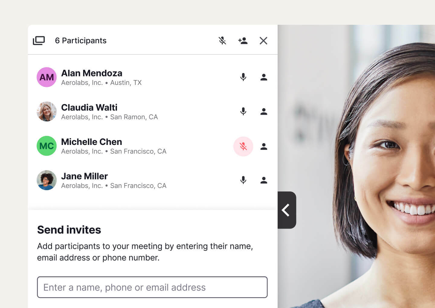 Screenshot of adding participants to a phone call in Dialpad