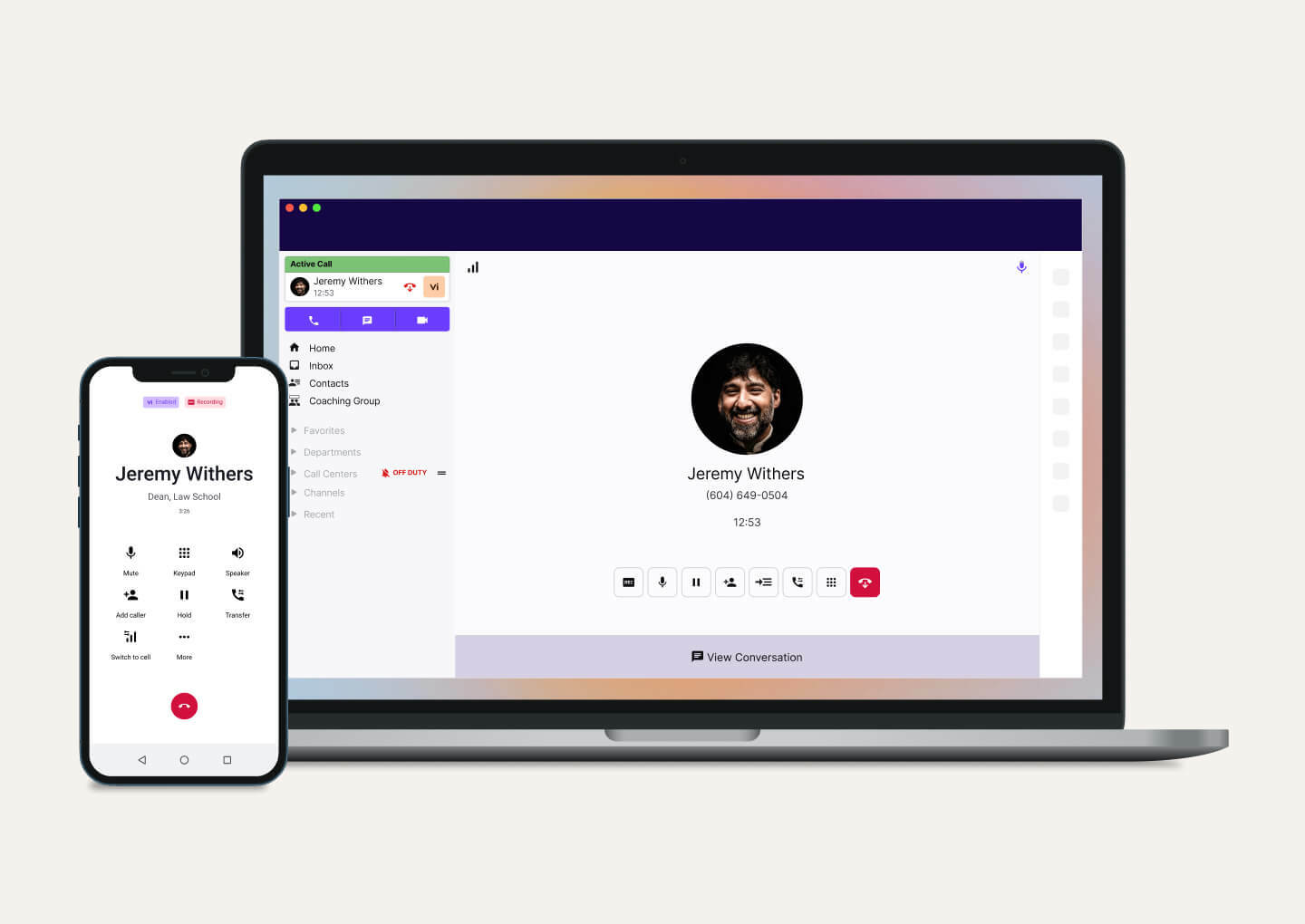 side by side of dialpad mobile and desktop apps