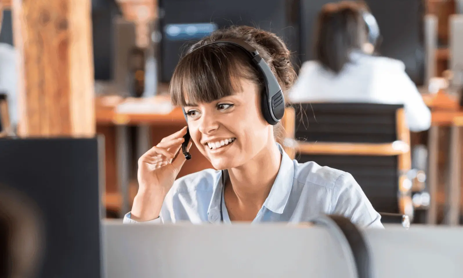 A contact center agent on duty