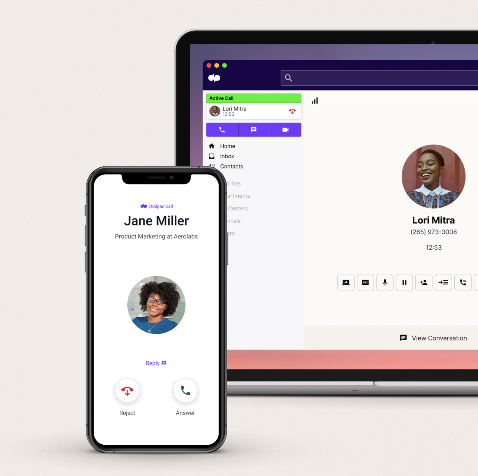 Contact Center Desktop and Mobile Screens