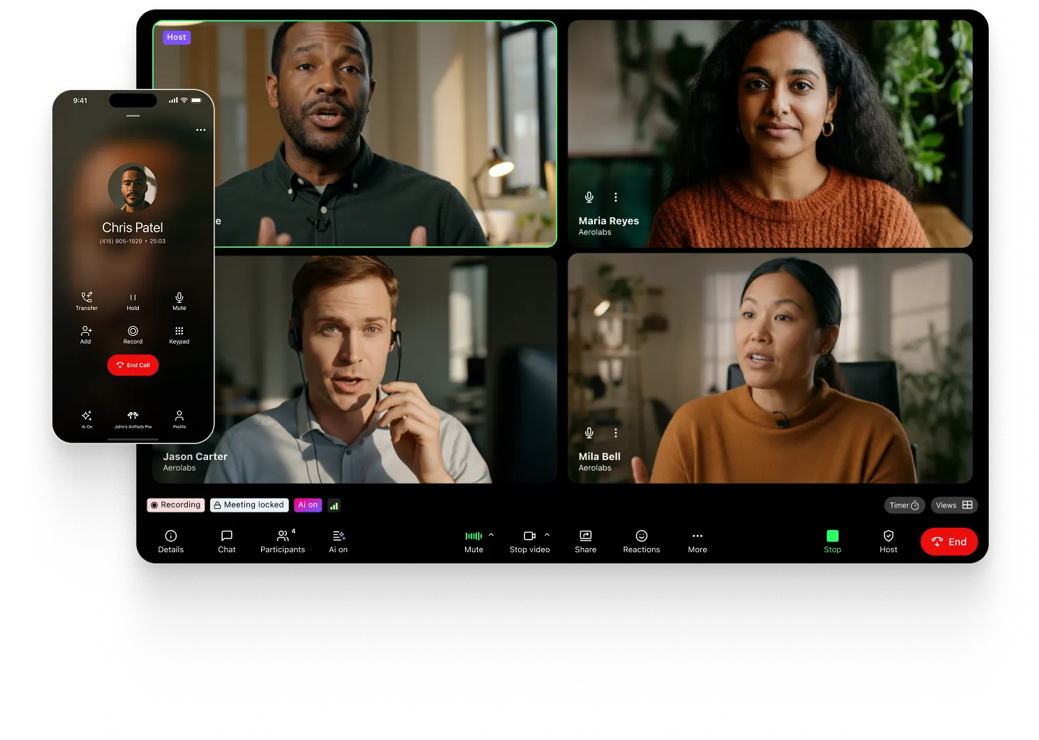 Images of people using Dialpad communications tools