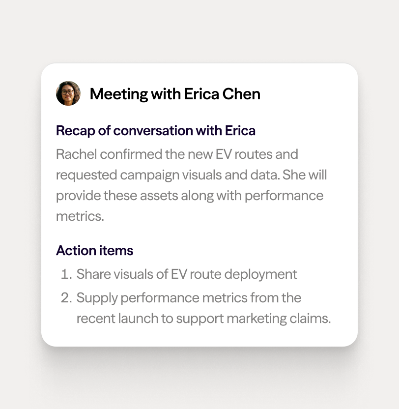 Mobile screenshot of Dialpad AI Recaps generating a summary and action items after a phone call ends