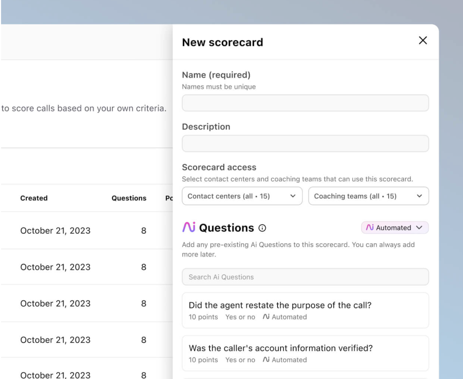 Ai-powered QA scorecards