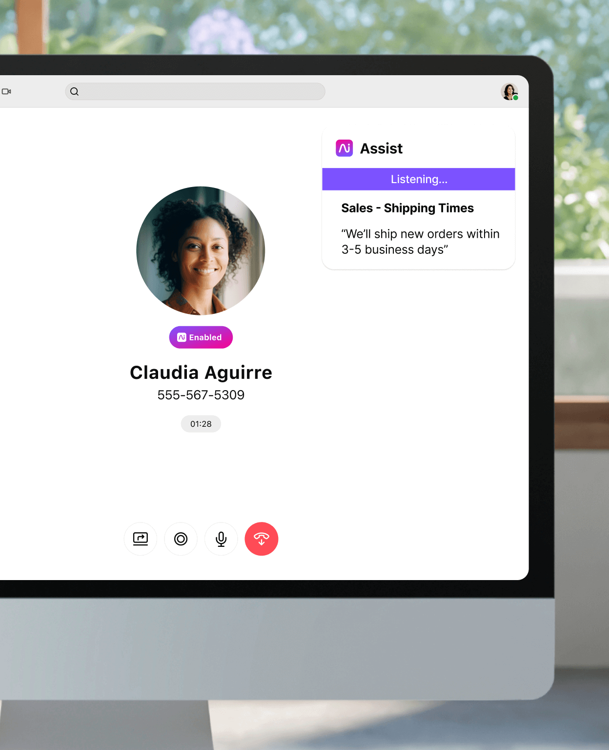 Screenshot of Dialpad AI transcribing a phone call in real time