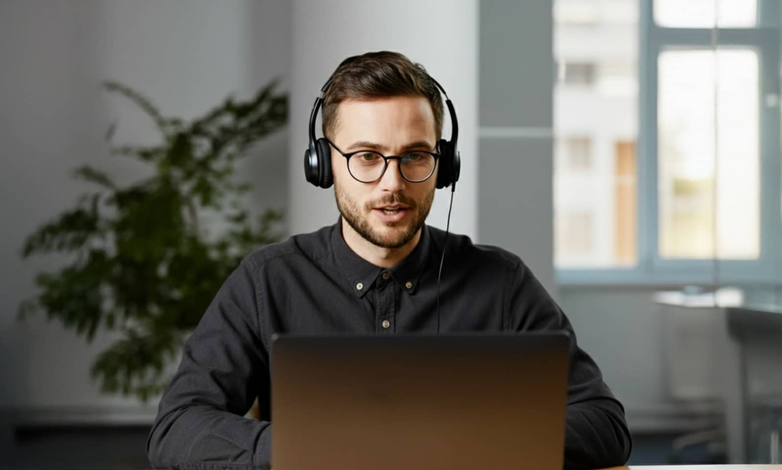 A contact center agent on duty