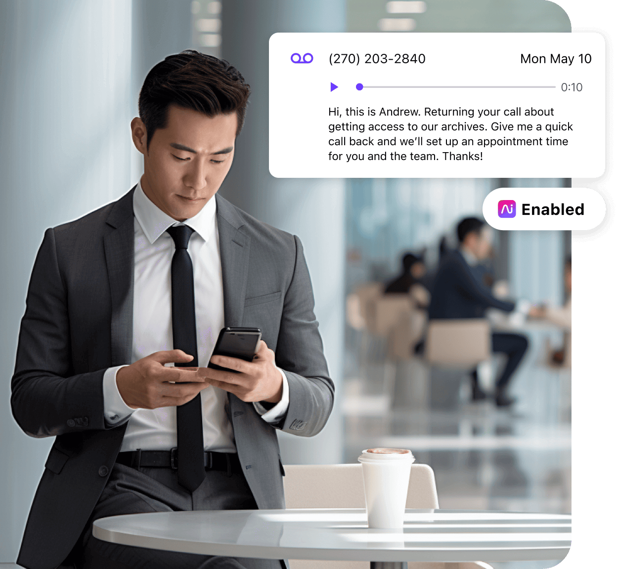 A lawyer using a mobile phone