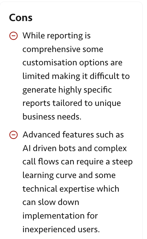 Cons from reviews of Genesys Cloud CX