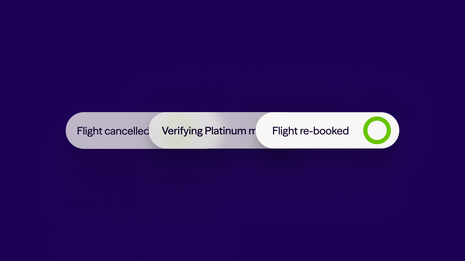 Graphic showing Dialpad's Agentic AI re-booking a flight that was cancelled
