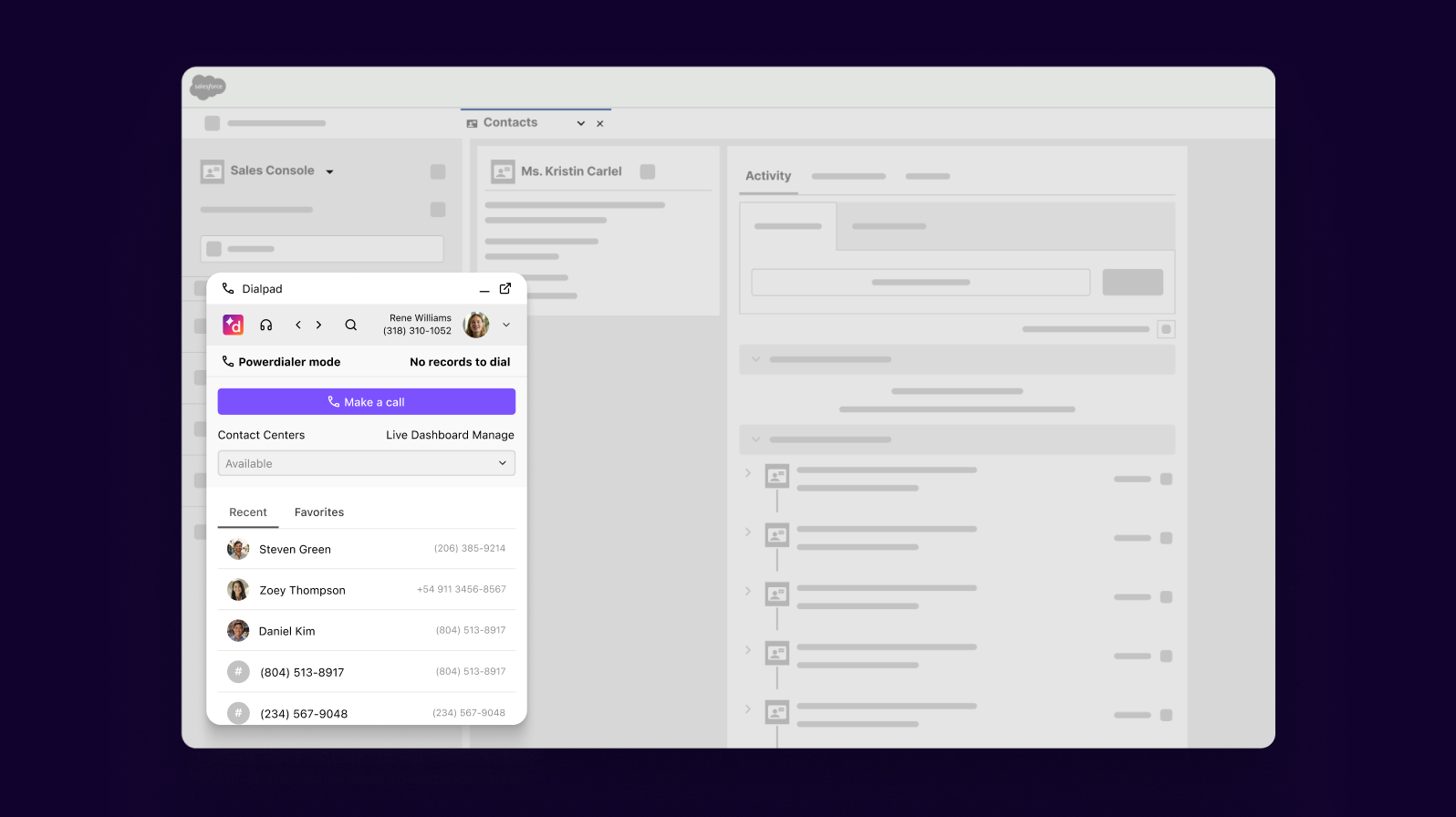 Salesforce Dialpad integration with power dialer