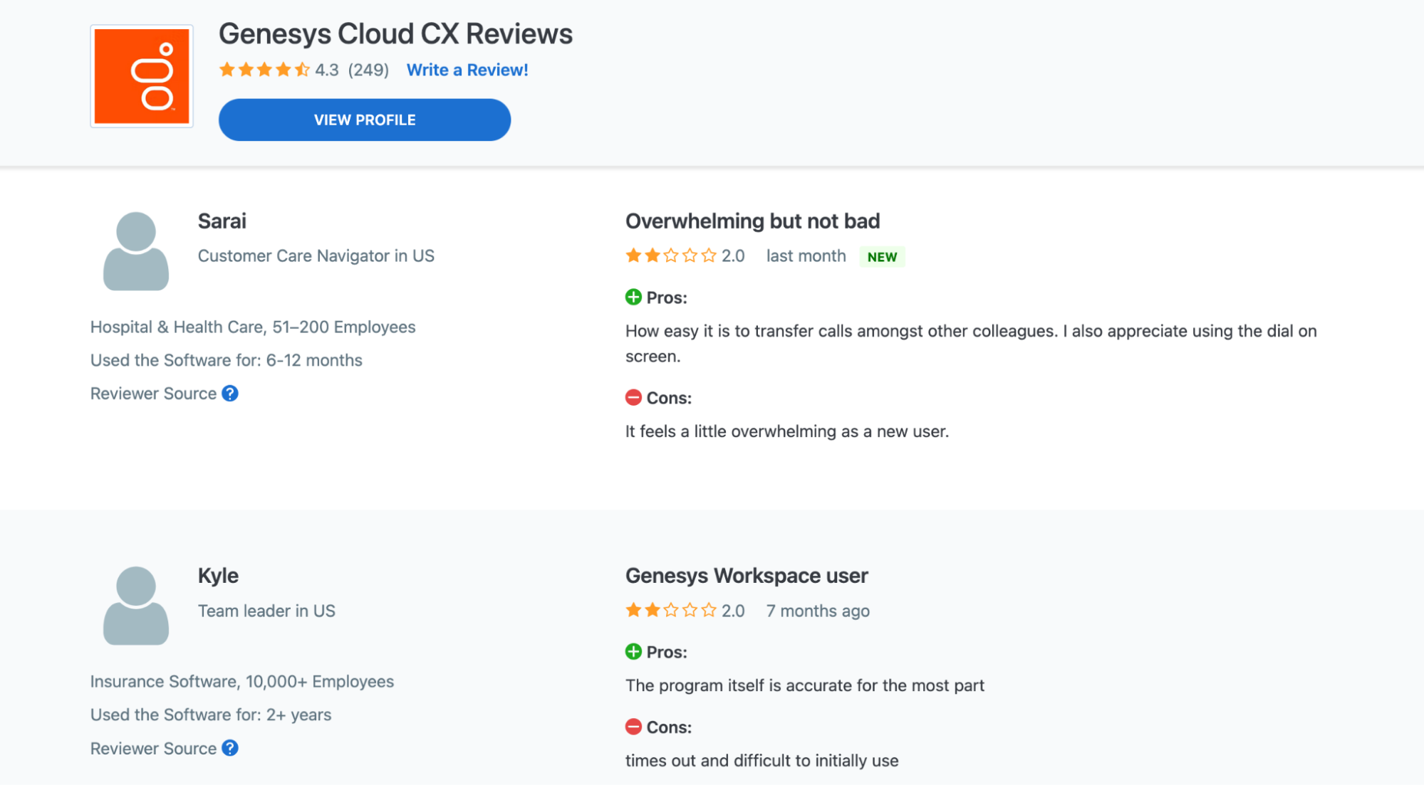 Genesys CX Cloud reviews screenshot