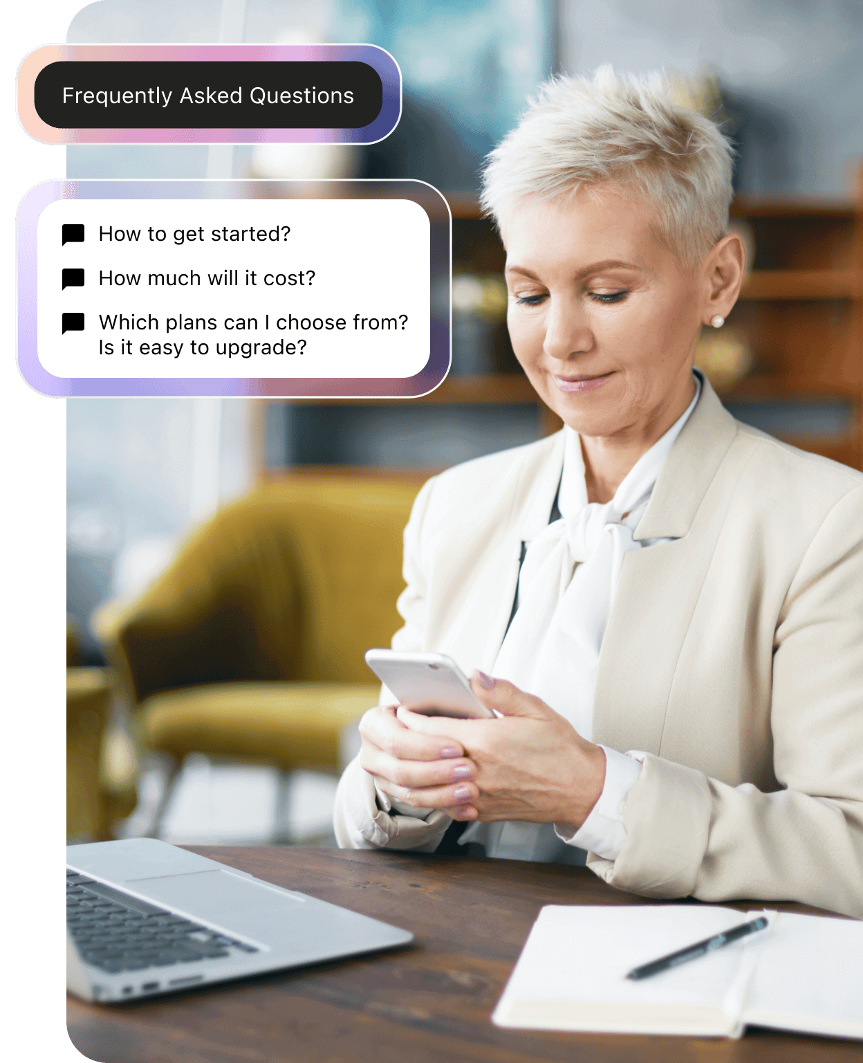 A lady using a mobile device