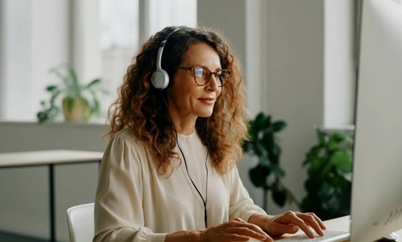 A contact center agent on duty