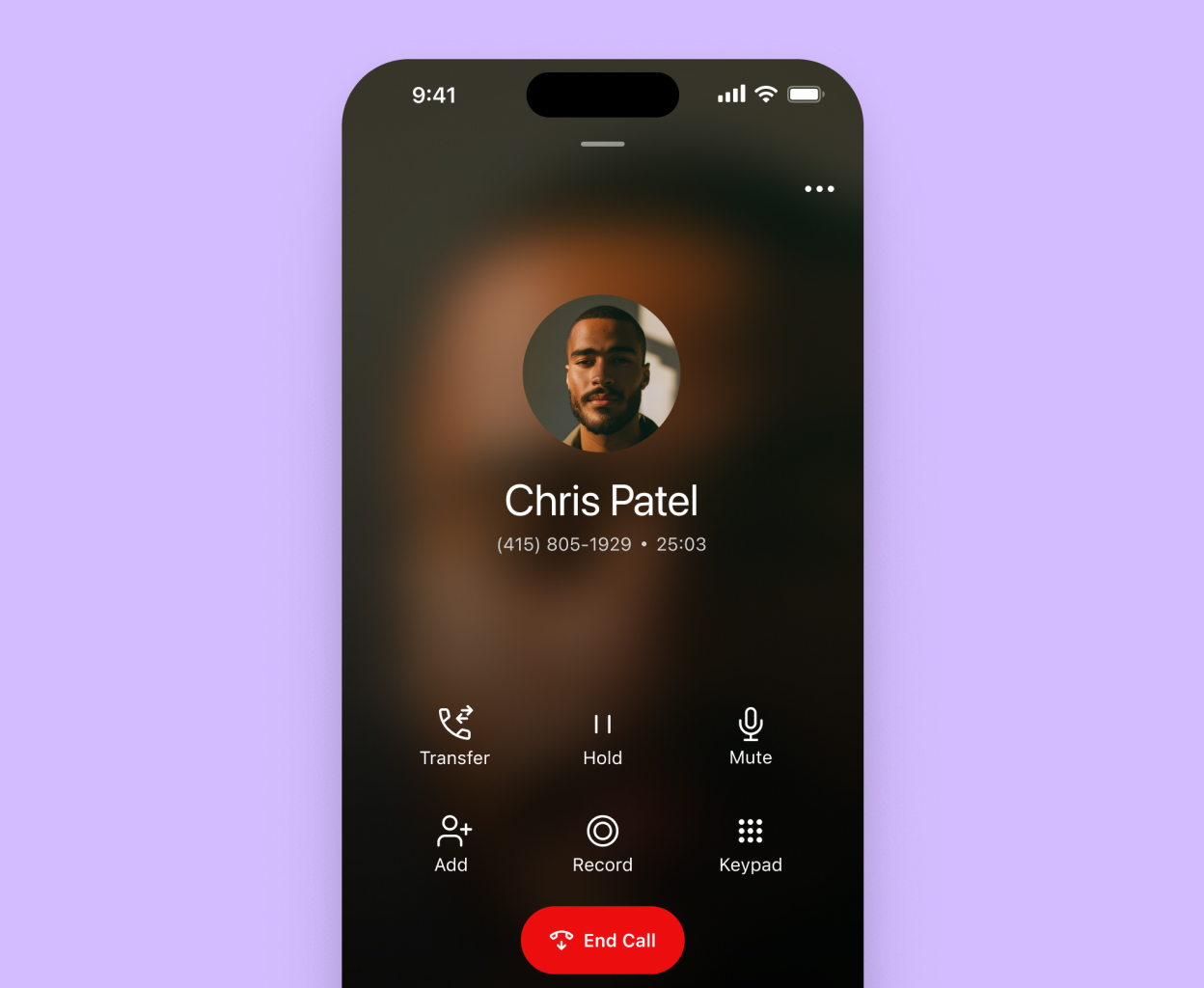 Screenshot of Dialpad's video conferencing interface displaying a video feed with two participants