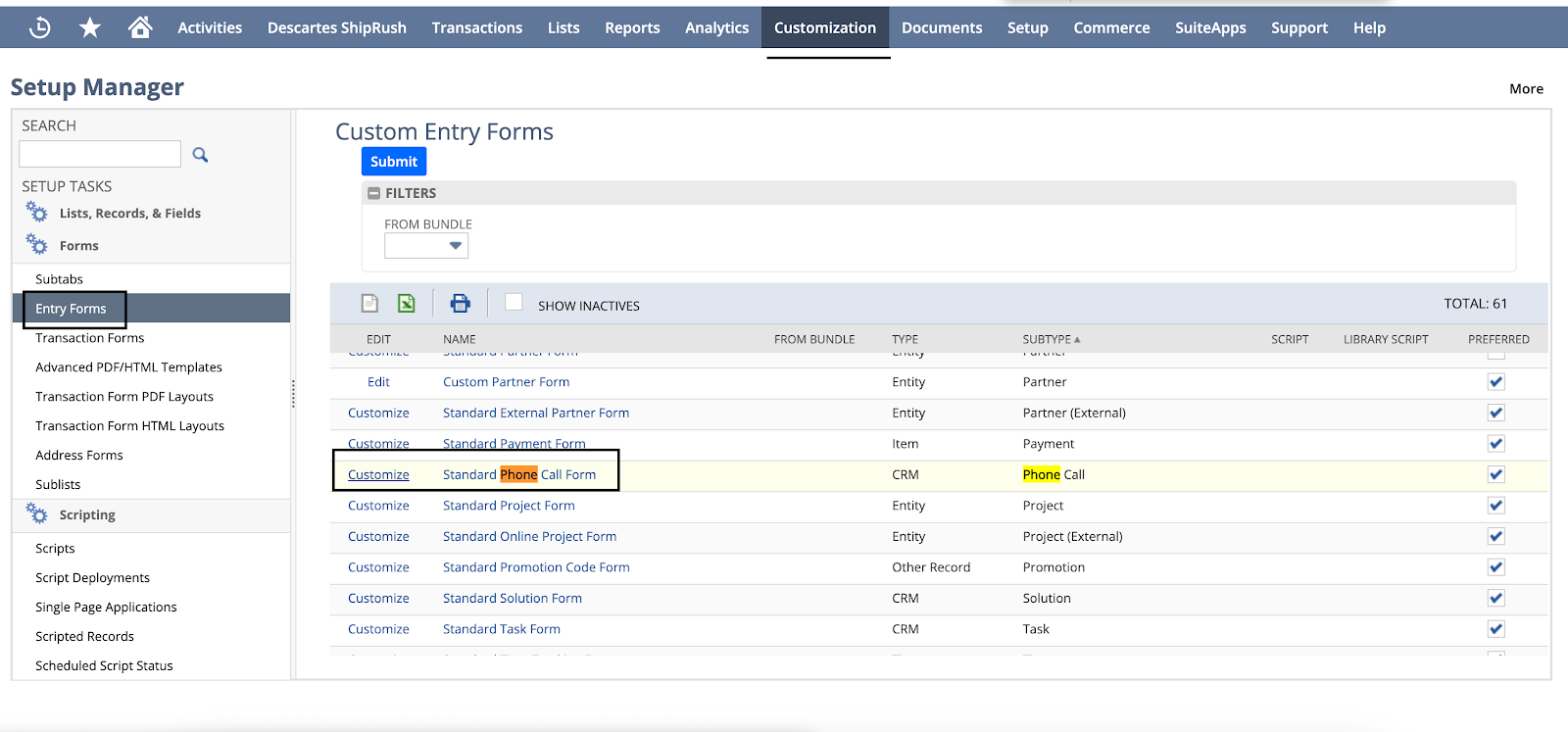 Netsuite-CustomForm-CallLink