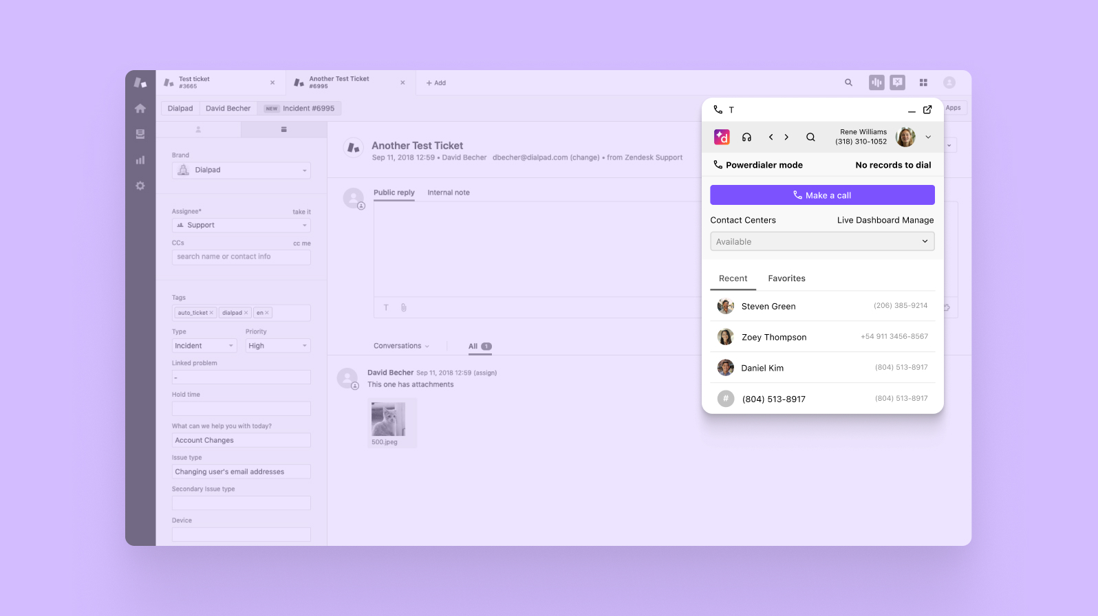 Dialpad's Zendesk integration