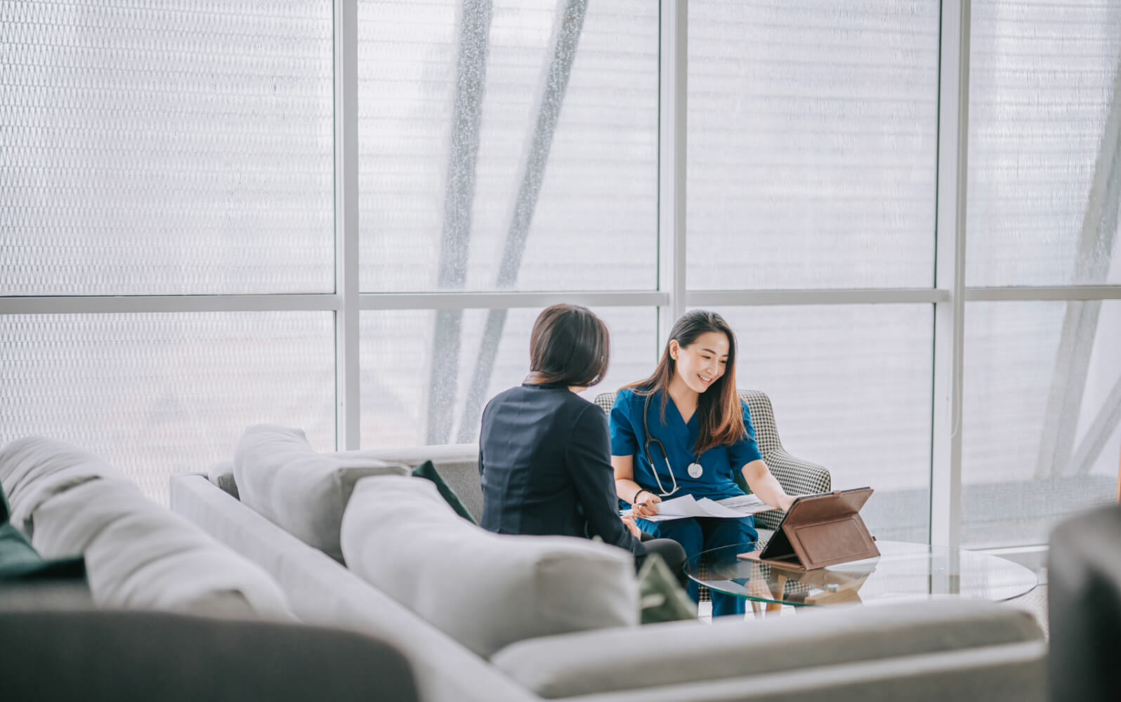 Healthcare professional and a patient