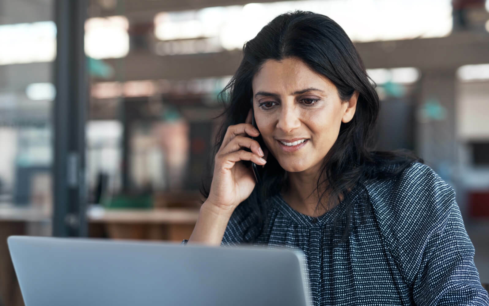 A woman using her phone