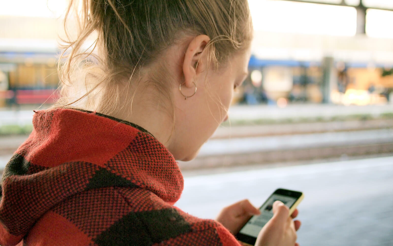 A woman using her smartphone