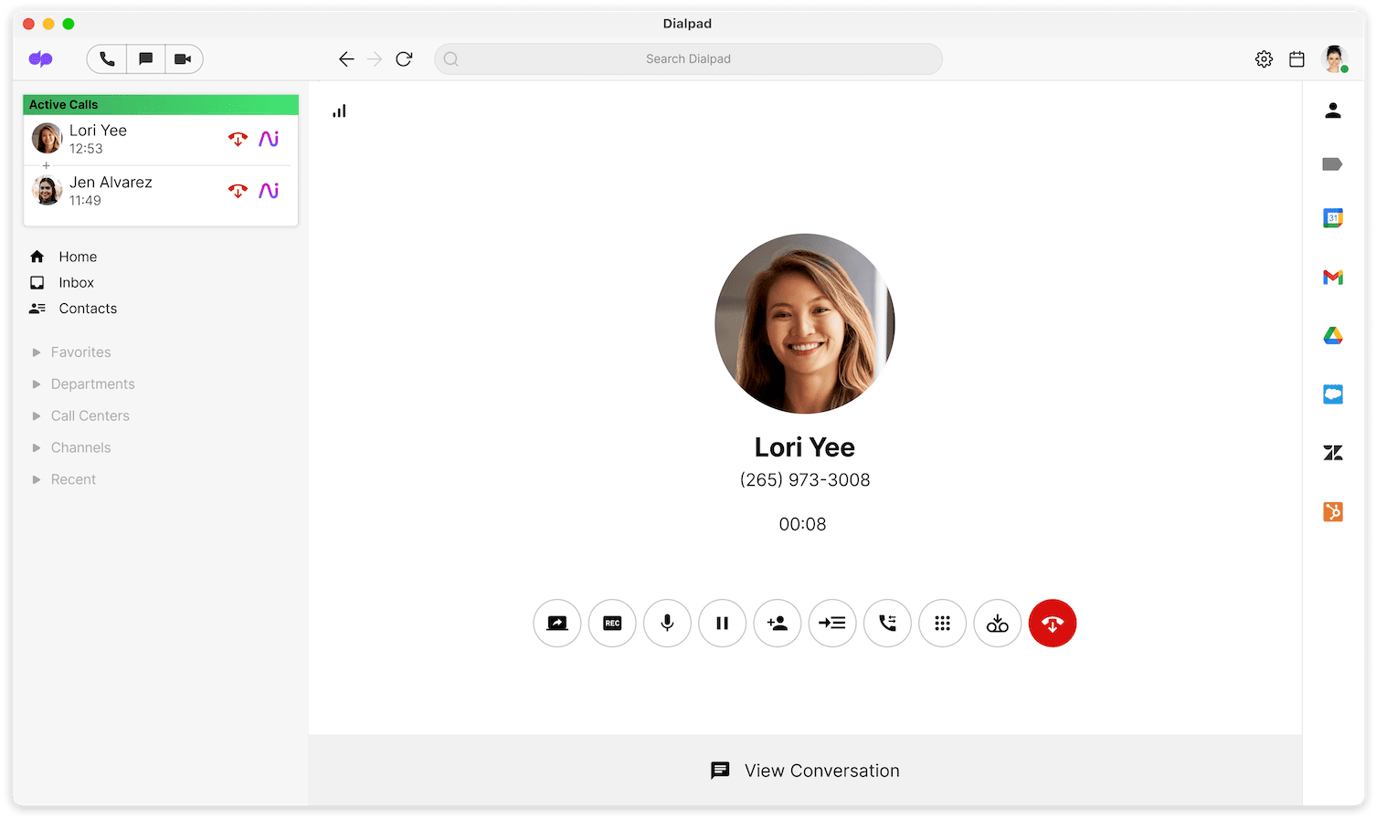 On a three way call in dialpad v2