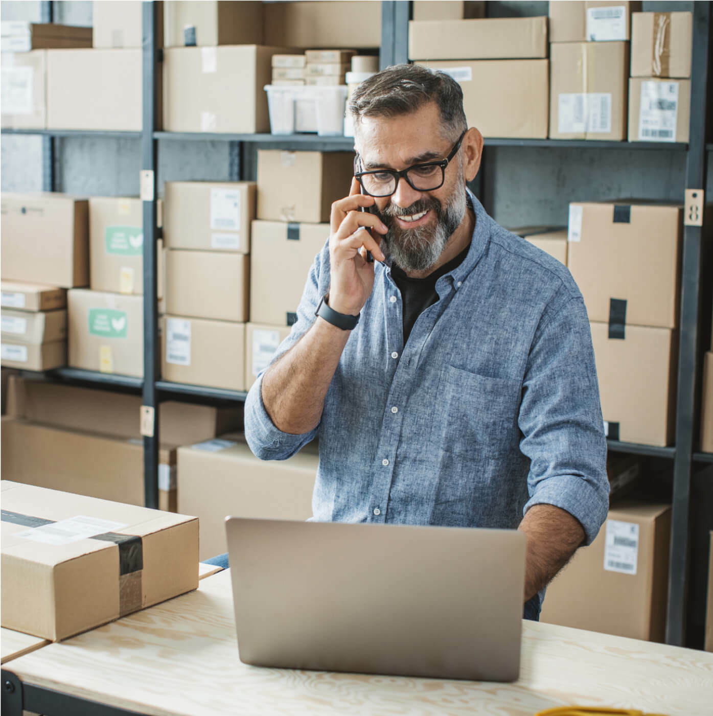 A guy using his mobile phone