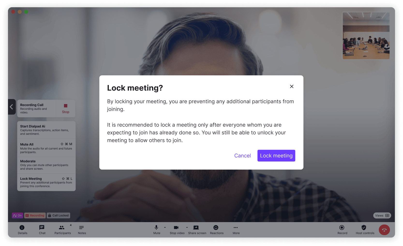 Locking a meeting v2