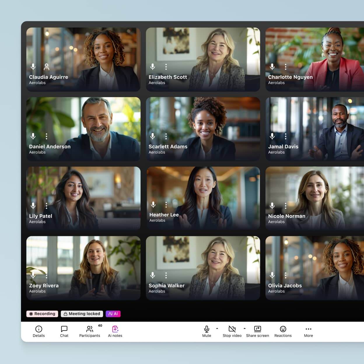 A video conference happening in Dialpads desktop app