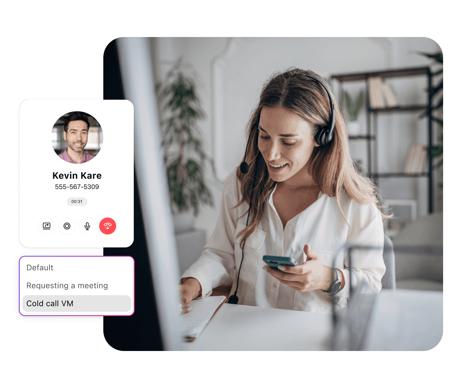 person sitting at a computer with dialpad phone call interface open on the side
