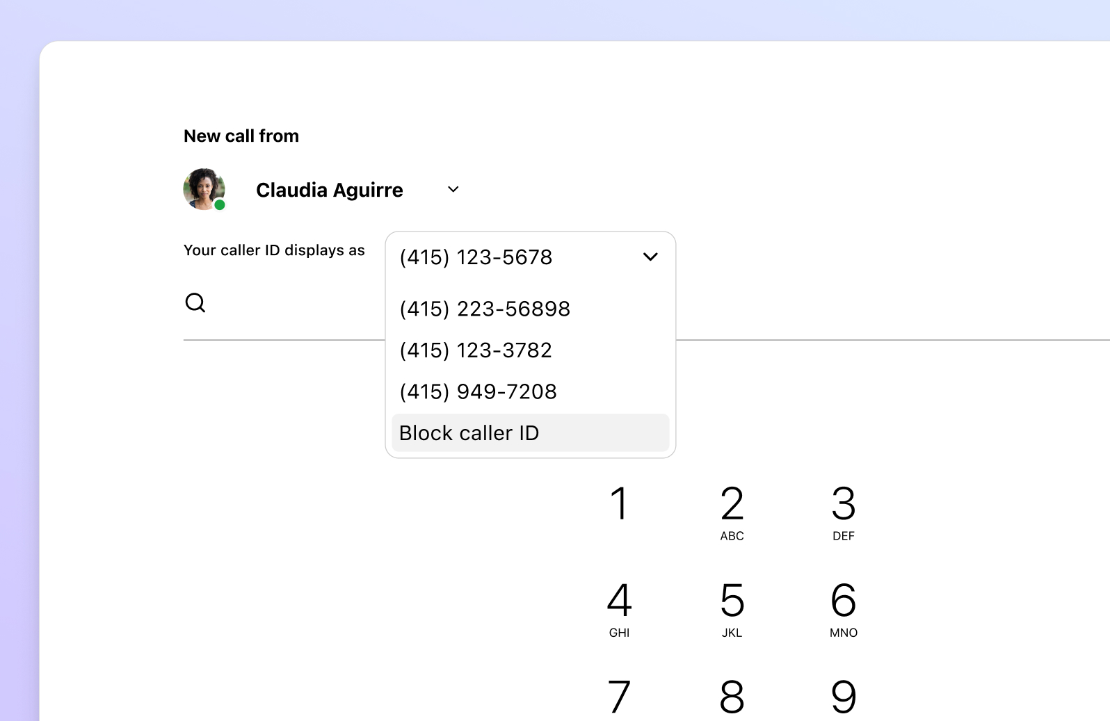 Caller ID  display settings in Dialpad.
