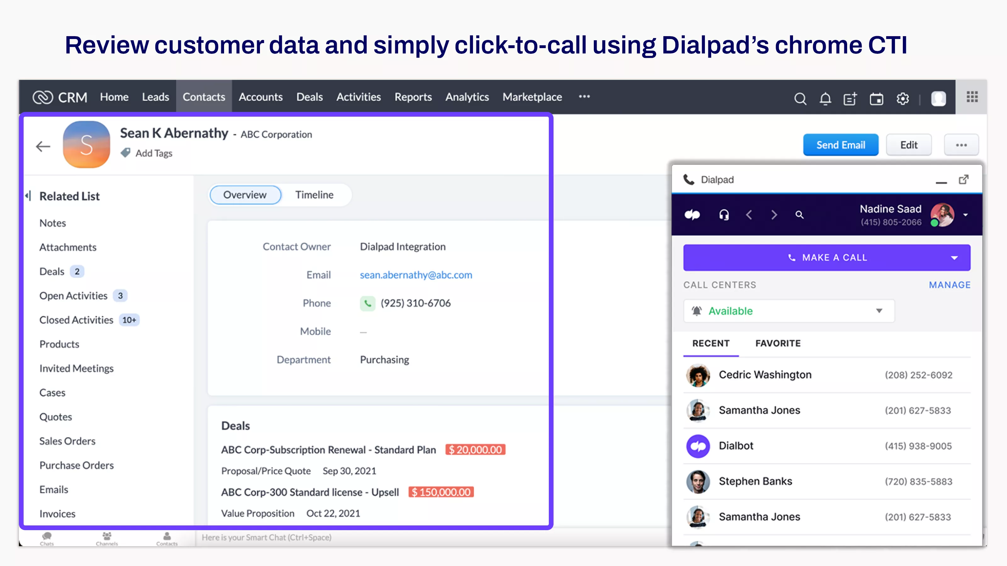 Zoho Dialpad Logging and CTI 2