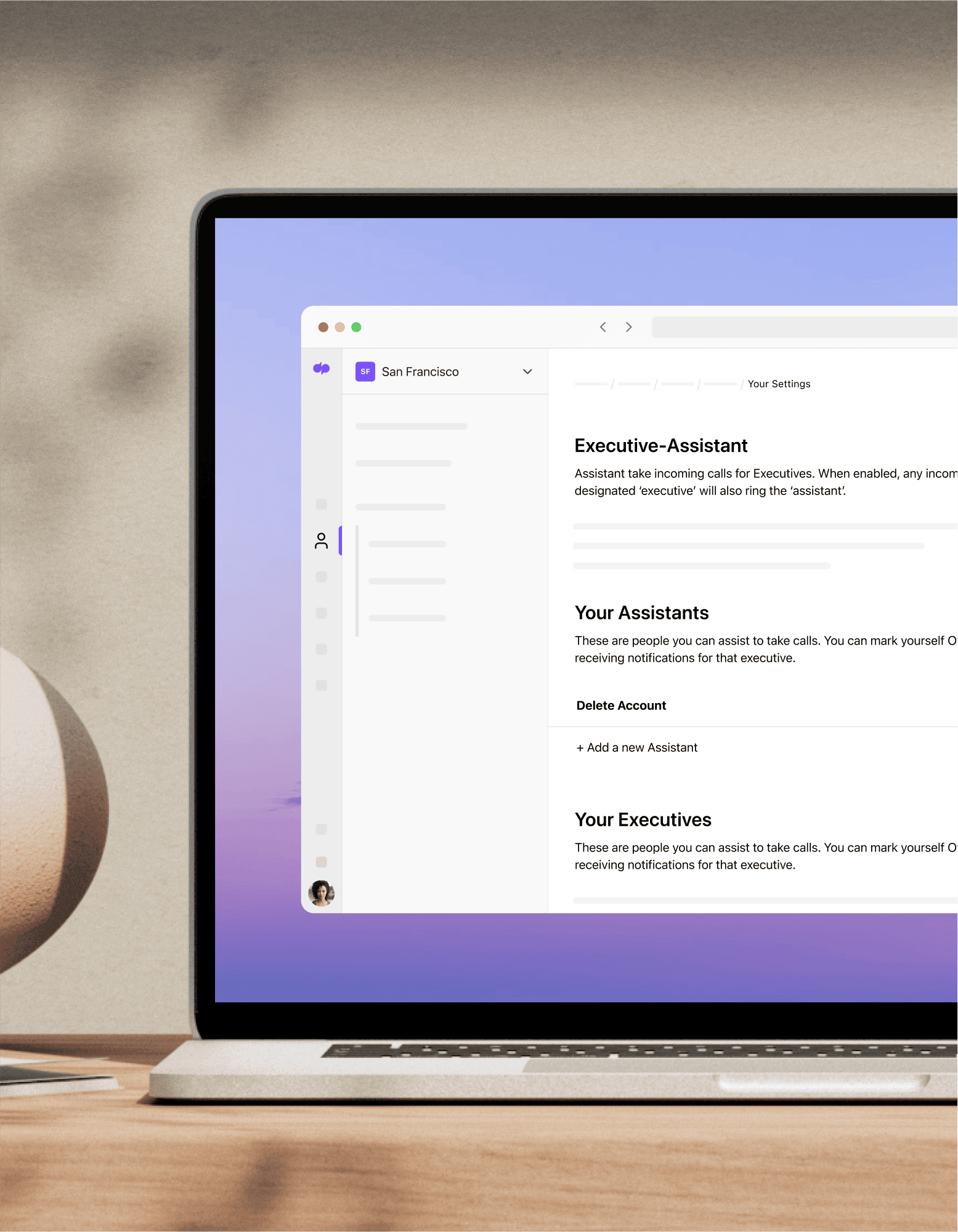 A computer monitor showing Dialpad's executive assistant feature