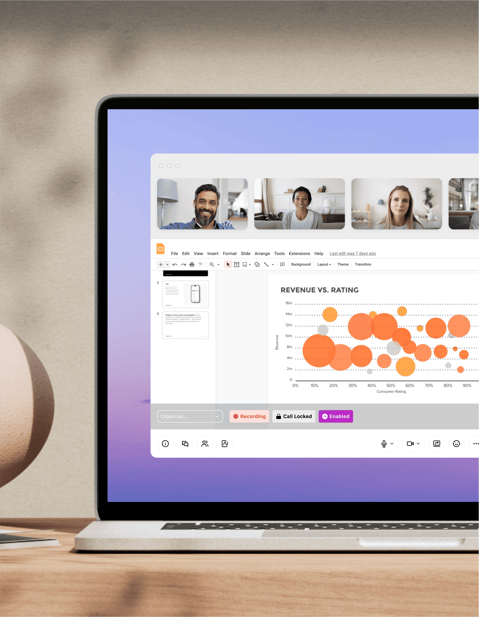 Computer monitor showing Dialpad's document sharing feature
