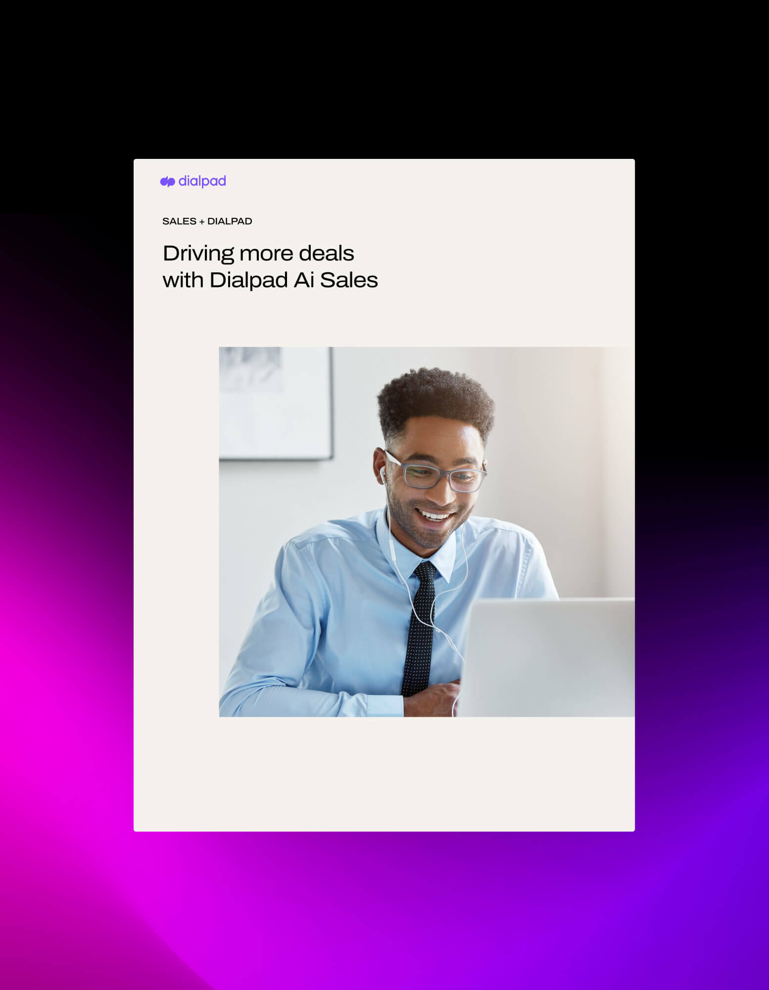 Mockup of a brochure titled Driving more sales with Dialpad Ai Sales