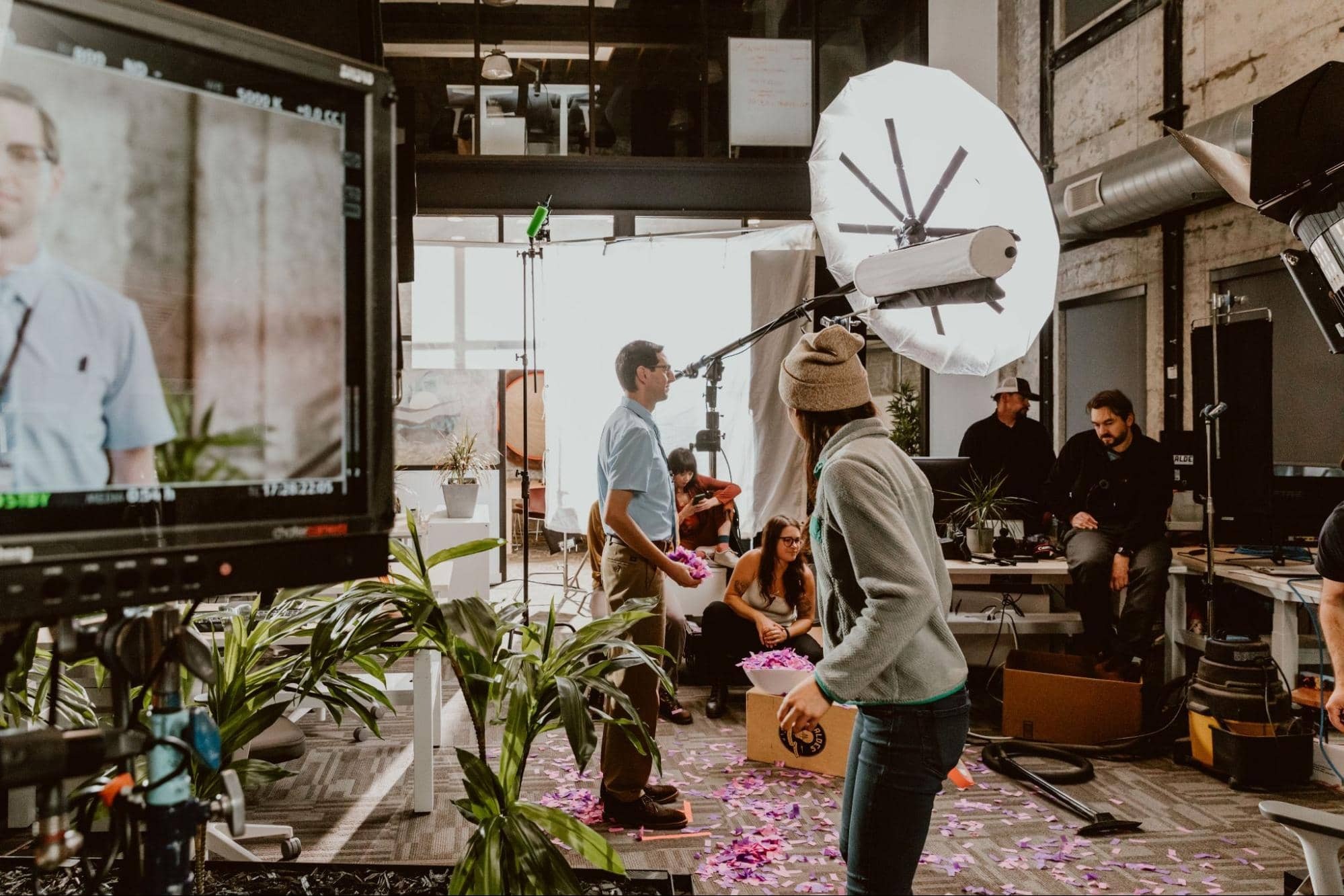 Behind the scenes confetti shot of dialpads the good Ai commercial