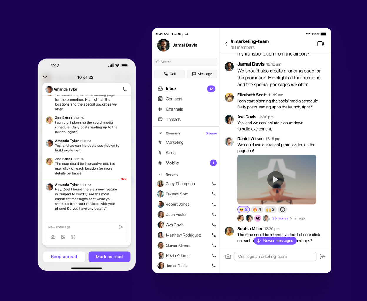 Screenshot of Dialpads desktop and mobile apps